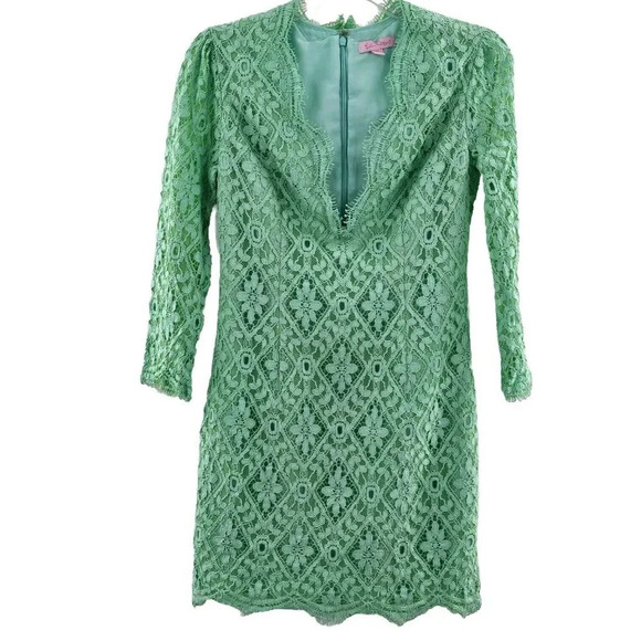 Lilly Pulitzer Meryl Dress Size 00 Poolside Mint Green Diamond Lace - Picture 1 of 6